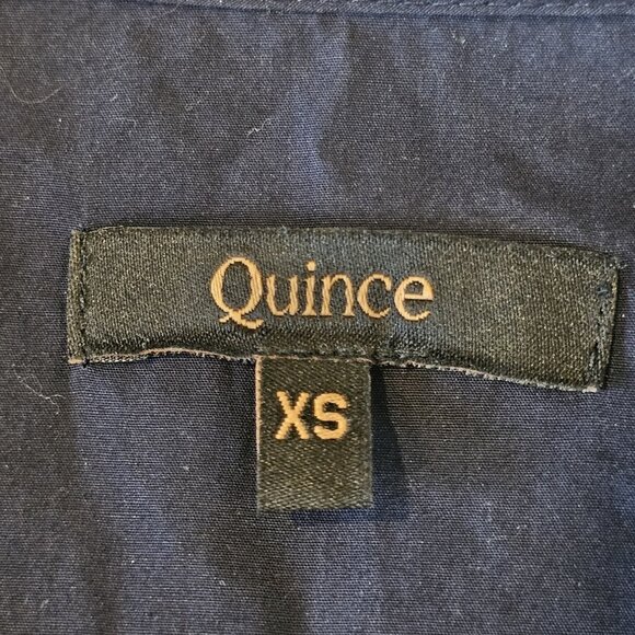 Quince Poplin Tiered Maxi Dress Navy Blue Organic Cotton Pockets Sz XS Smocked - Picture 9 of 11